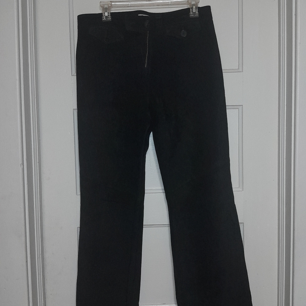 Ann Taylor Loft Black Suede Leather flair leg pants.